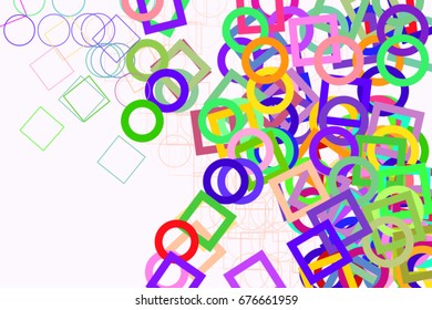 Abstract geometric ellipse & square box pattern, colorful & artistic for graphic design, catalog, textile or texture printing & background. Vector illustration graphic.