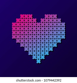 Abstract geometric embroidered heart vector with gradient