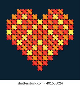 Abstract geometric embroidered heart vector