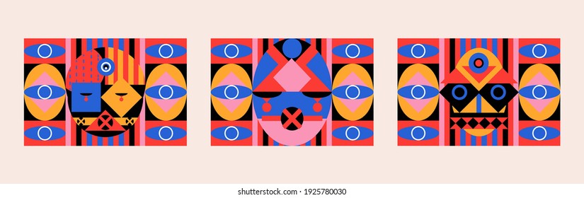 Abstrakte geometrische Gesichtshaut, Vektorbauhaus-Hintergrund