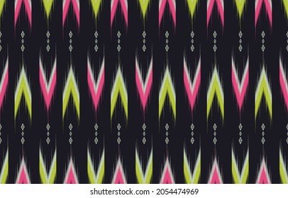 Abstract geometric ethnic ikat seamless pattern traditional.Design for background,carpet,wallpaper,clothing,wrapping,surface,textures,batik,fabric,Vector illustration.embroidery style.