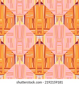 Abstract geometric ethnic mosaic seamless pattern. Tribal tile. Creative vintage ornament. Design for fabric, textile print, wrapping paper, cover. Vector illustration