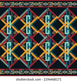 Abstract geometric ethnic native aztec pattern seamless oriental traditional Graphic design for fabric, curtain, background, carpet, wallpaper, clothing, wrapping, batik, textile Vector illustration