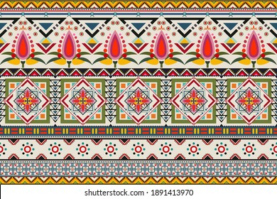 Abstract geometric ethnic oriental with floral pattern traditional Design for background