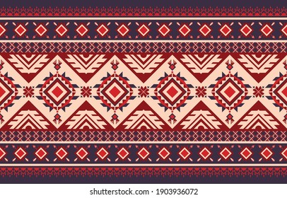 Abstract geometric ethnic oriental ikat pattern traditional, design for background, carpet, wallpaper, clothing, wrapping, Batik, fabric, Vector illustration.