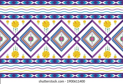 Abstract Geometric ethnic oriental seamless pattern traditional Design​ use​ as​ for​ background​ ​texture​,carpet,​​ clothing,​wrapping,​Batik,​fabric​ embroidery style,Vector illustration