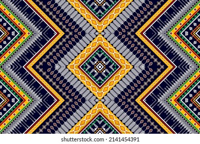 Abstract geometric ethnic pattern design. Aztec fabric carpet mandala ornament chevron textile decoration wallpaper. Tribal native boho traditional embroidery vector illustrations background 