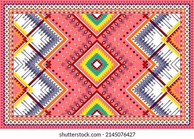 Abstract geometric ethnic pattern design. Tribal boho native ethnic traditional embroidery vector background. Aztec fabric carpet mandala ornament ethnic chevron textile decoration wallpaper.
