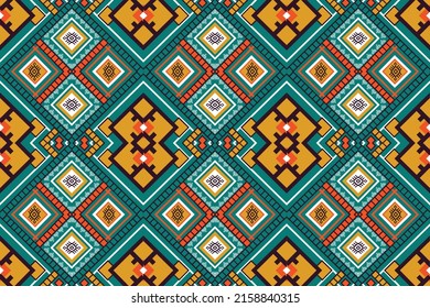 Abstract geometric ethnic pattern design. Aztec fabric carpet diamond ornament boho native chevron textile decoration wallpaper. Tribal ethnic traditional embroidery vector background 