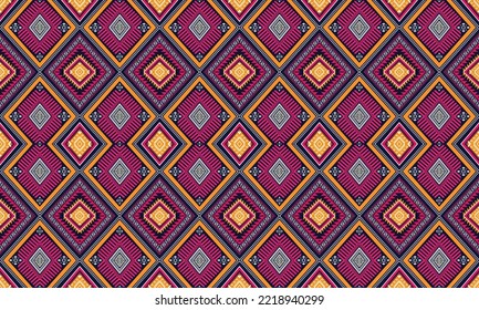 Abstract geometric ethnic pattern design for clothing, fabric, background, wallpaper, wrapping, batik. Knitwear, Pixel pattern, Embroidery style.