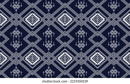 Abstract geometric ethnic pattern design for clothing, fabric, background, wallpaper, wrapping, batik. Knitwear, Pixel pattern, Embroidery style.