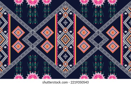 Resumen de diseño de patrones étnicos geométricos para ropa, tela, fondo, papel pintado, envoltura, batik. Ropa de púxel, estilo bordado.