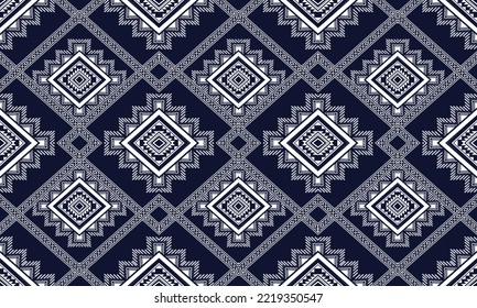 Abstract geometric ethnic pattern design for clothing, fabric, background, wallpaper, wrapping, batik. Knitwear, Pixel pattern, Embroidery style.
