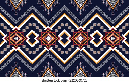 Abstract geometric ethnic pattern design for clothing, fabric, background, wallpaper, wrapping, batik. Knitwear, Pixel pattern, Embroidery style.