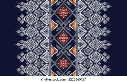 Abstract geometric ethnic pattern design for clothing, fabric, background, wallpaper, wrapping, batik. Knitwear, Pixel pattern, Embroidery style.