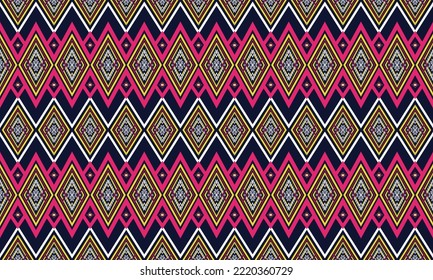 Abstract geometric ethnic pattern design for clothing, fabric, background, wallpaper, wrapping, batik. Knitwear, Pixel pattern, Embroidery style.