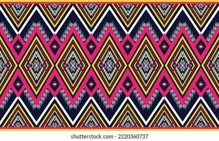Resumen de diseño de patrones étnicos geométricos para ropa, tela, fondo, papel pintado, envoltura, batik. Ropa de púxel, estilo bordado.