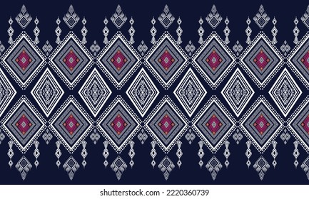 Abstract geometric ethnic pattern design for clothing, fabric, background, wallpaper, wrapping, batik. Knitwear, Pixel pattern, Embroidery style.