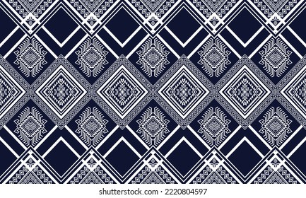 Abstract geometric ethnic pattern design for clothing, fabric, background, wallpaper, wrapping, batik. Knitwear, Pixel pattern, Embroidery style.