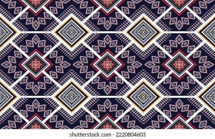 Abstract geometric ethnic pattern design for clothing, fabric, background, wallpaper, wrapping, batik. Knitwear, Pixel pattern, Embroidery style.