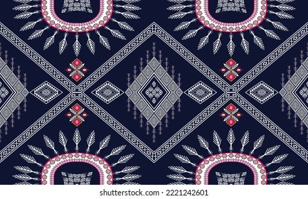 Abstract geometric ethnic pattern design for clothing, fabric, background, wallpaper, wrapping, batik. Knitwear, Pixel pattern, Embroidery style.