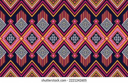 Resumen de diseño de patrones étnicos geométricos para ropa, tela, fondo, papel pintado, envoltura, batik. Ropa de púxel, estilo bordado.