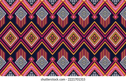 Abstract geometric ethnic pattern design for clothing, fabric, background, wallpaper, wrapping, batik. Knitwear, Pixel pattern, Embroidery style.