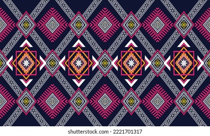 Resumen de diseño de patrones étnicos geométricos para ropa, tela, fondo, papel pintado, envoltura, batik. Ropa de púxel, estilo bordado.