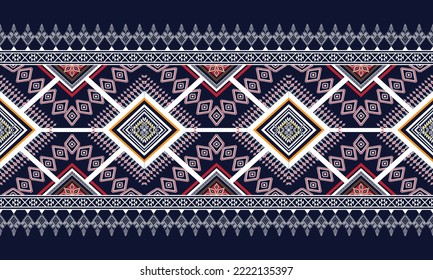 Abstract geometric ethnic pattern design for clothing, fabric, background, wallpaper, wrapping, batik. Knitwear, Pixel pattern, Embroidery style.