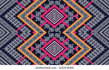 Abstract geometric ethnic pattern design for clothing, fabric, background, wallpaper, wrapping, batik. Knitwear, Pixel pattern, Embroidery style.