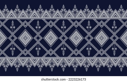 Abstract geometric ethnic pattern design for clothing, fabric, background, wallpaper, wrapping, batik. Knitwear, Pixel pattern, Embroidery style.