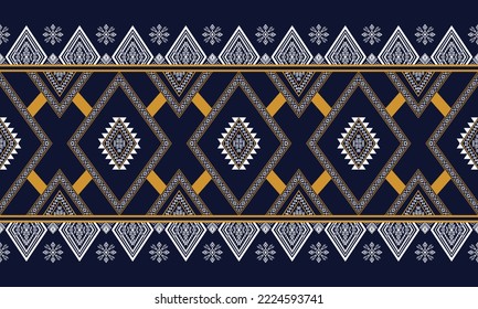 Abstract geometric ethnic pattern design for clothing, fabric, background, wallpaper, wrapping, batik. Knitwear, Pixel pattern, Embroidery style.