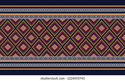 Resumen de diseño de patrones étnicos geométricos para ropa, tela, fondo, papel pintado, envoltura, batik. Ropa de púxel, estilo bordado.