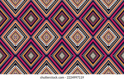 Resumen de diseño de patrones étnicos geométricos para ropa, tela, fondo, papel pintado, envoltura, batik. Ropa de púxel, estilo bordado.