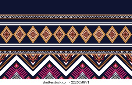 Abstract geometric ethnic pattern design for clothing, fabric, background, wallpaper, wrapping, batik. Knitwear, Pixel pattern, Embroidery style.