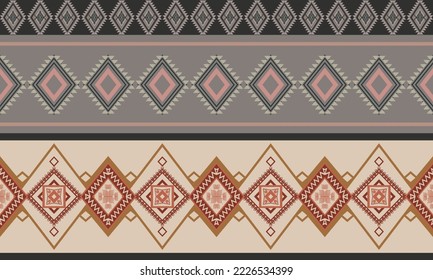 Abstract geometric ethnic pattern design for clothing, fabric, background, wallpaper, wrapping, batik. Knitwear, Pixel pattern, Embroidery style.