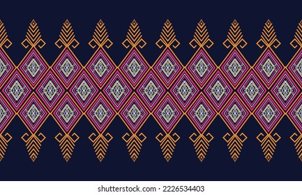 Abstract geometric ethnic pattern design for clothing, fabric, background, wallpaper, wrapping, batik. Knitwear, Pixel pattern, Embroidery style.
