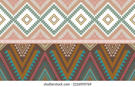 Abstract geometric ethnic pattern design for clothing, fabric, background, wallpaper, wrapping, batik. Knitwear, Pixel pattern, Embroidery style.
