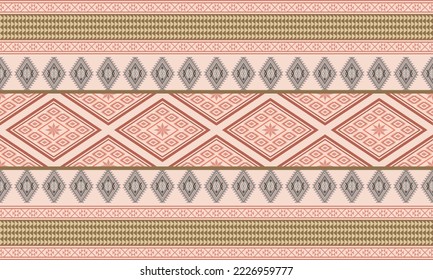 Abstract geometric ethnic pattern design for clothing, fabric, background, wallpaper, wrapping, batik. Knitwear, Pixel pattern, Embroidery style.