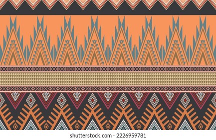 Abstract geometric ethnic pattern design for clothing, fabric, background, wallpaper, wrapping, batik. Knitwear, Pixel pattern, Embroidery style.