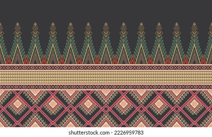 Resumen de diseño de patrones étnicos geométricos para ropa, tela, fondo, papel pintado, envoltura, batik. Ropa de púxel, estilo bordado.