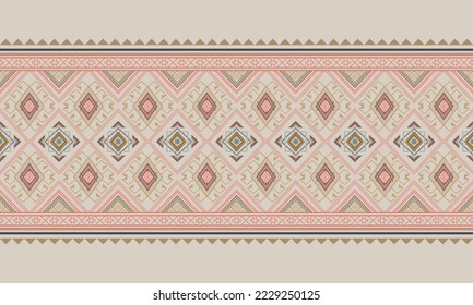 Abstract geometric ethnic pattern design for clothing, fabric, background, wallpaper, wrapping, batik. Knitwear, Pixel pattern, Embroidery style.