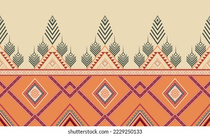 Abstract geometric ethnic pattern design for clothing, fabric, background, wallpaper, wrapping, batik. Knitwear, Pixel pattern, Embroidery style.