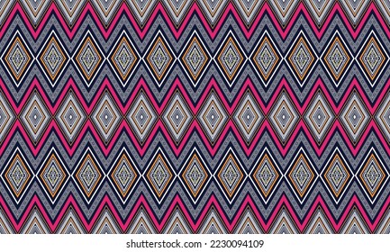 Abstract geometric ethnic pattern design for clothing, fabric, background, wallpaper, wrapping, batik. Knitwear, Pixel pattern, Embroidery style. Tribal vector texture.