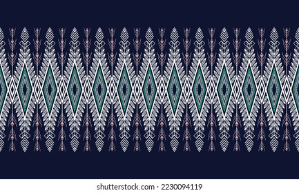 Abstract geometric ethnic pattern design for clothing, fabric, background, wallpaper, wrapping, batik. Knitwear, Pixel pattern, Embroidery style. Tribal vector texture.