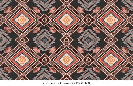 Abstract geometric ethnic pattern design for clothing, fabric, background, wallpaper, wrapping, batik. Knitwear, Pixel pattern, Embroidery style. Tribal vector texture.