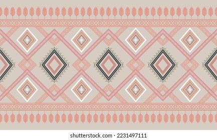 Abstract geometric ethnic pattern design for clothing, fabric, background, wallpaper, wrapping, batik. Knitwear, Pixel pattern, Embroidery style. Tribal vector texture.