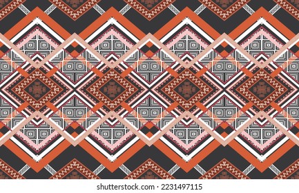 Abstract geometric ethnic pattern design for clothing, fabric, background, wallpaper, wrapping, batik. Knitwear, Pixel pattern, Embroidery style. Tribal vector texture.