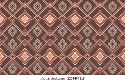 Abstract geometric ethnic pattern design for clothing, fabric, background, wallpaper, wrapping, batik. Knitwear, Pixel pattern, Embroidery style. Tribal vector texture.