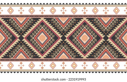 Abstract geometric ethnic pattern design for clothing, fabric, background, wallpaper, wrapping, batik. Knitwear, Pixel pattern, Embroidery style. Tribal vector texture.